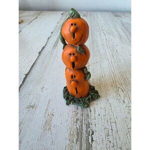 Nancye William sprinkles Jack O'Lantern totem pumpkin Halloween village statue f